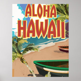 Aloha Hawaii Vintage stijl Reisposter Poster