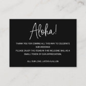 Aloha Hawaii Wedding Black Welcome Gift Bag Mand Plaatskaartje (Voorkant)