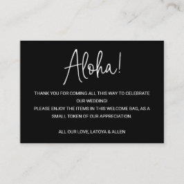 Aloha Hawaii Wedding Black Welcome Gift Bag Mand Plaatskaartje