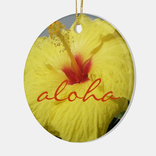 Aloha, Hawaii Yellow Hibiscus Keramisch Ornament (Links)