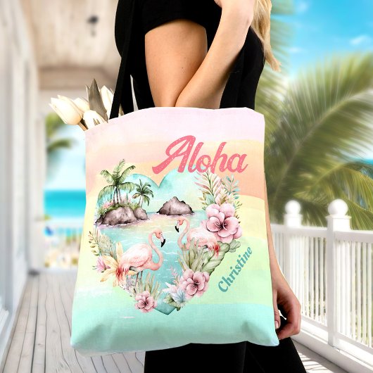 Aloha Hawaii Zomer Flamingo Naam Strand Tropisch Tote Bag