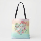 Aloha Hawaii Zomer Flamingo Naam Strand Tropisch Tote Bag (Voorkant)
