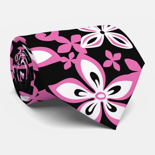 ALOHA HAWAIÏ (ZWART/ROZE) STROPDAS (Opgerold)
