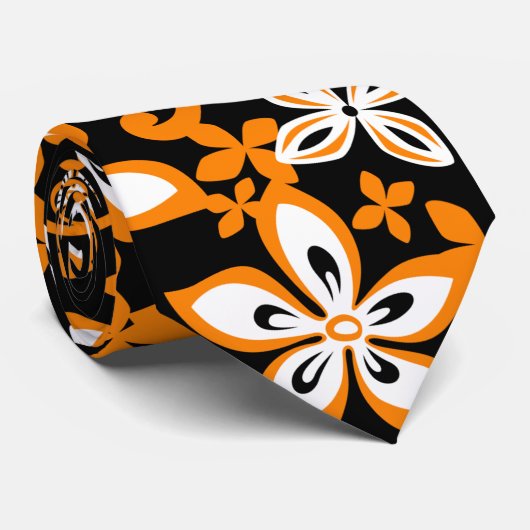ALOHA HAWAII (ZWARTE/ORANJE) STROPDAS (Opgerold)