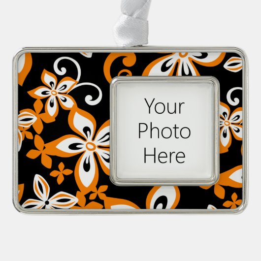 ALOHA HAWAII (ZWARTE/ORANJE) VERZILVERD OMLIJST ORNAMENT (Voorkant)