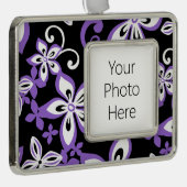 ALOHA HAWAII (ZWARTE/PAARSE) VERZILVERD OMLIJST ORNAMENT (Rechts)