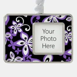 ALOHA HAWAII (ZWARTE/PAARSE) VERZILVERD OMLIJST ORNAMENT