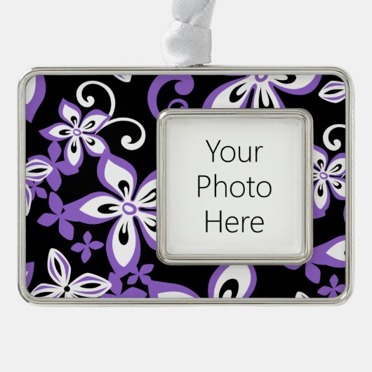 ALOHA HAWAII (ZWARTE/PAARSE) VERZILVERD OMLIJST ORNAMENT (Voorkant)