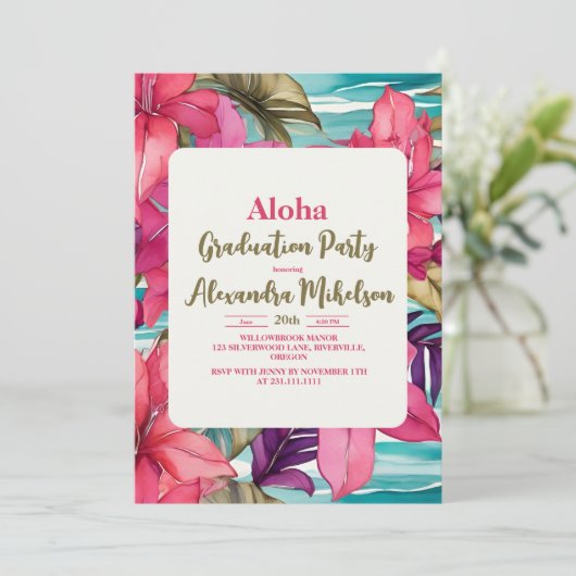 Aloha Hawaiian Afstuderen Kaart (Staand voorkant)