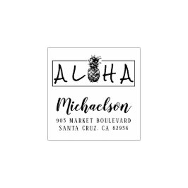 Aloha Hawaiian Ananas Achternaam Retouradres Rubberstempel