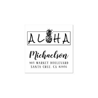 Aloha Hawaiian Ananas Achternaam Retouradres Rubberstempel