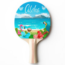 Aloha Hawaiian Beach flamingo floraal blauw
