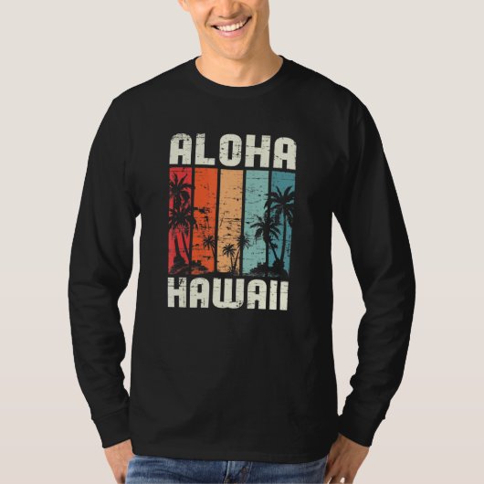 Aloha Hawaiian Beach Palm Trees Summer Vacation Ha T-shirt (Voorkant)