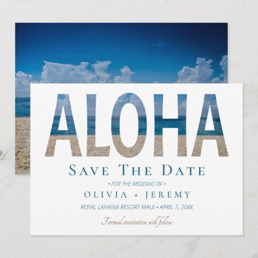 Aloha Hawaiian Beach Wedding Save the Date (Voorkant / Achterkant)