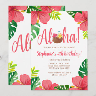 Aloha, Hawaiian Birthday Party Kaart
