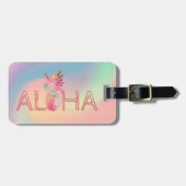 Aloha Hawaiian Colorful Pineapple Holographic Bagagelabel (Voorkant horizontaal)