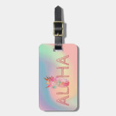 Aloha Hawaiian Colorful Pineapple Holographic Bagagelabel (Voorkant verticaal)