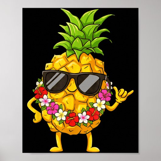 Aloha Hawaiian Cute Ne Shaka Hibiscus Kids Girls Poster (Voorkant)