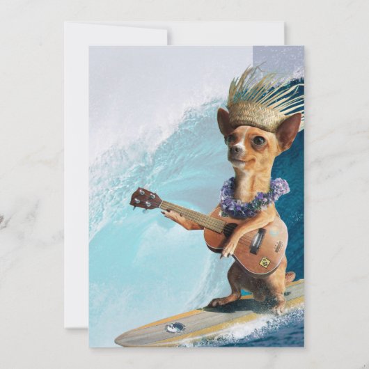 Aloha! Hawaiian Dog Verjaardag Uitnodiging (Achterkant)