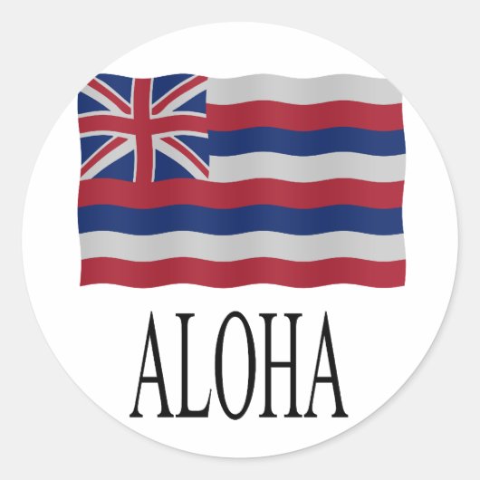 Aloha + Hawaiian flag Ronde Sticker (Voorkant)