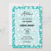 Aloha Hawaiian Floral Aqua Birthday Party Kaart (Voorkant)