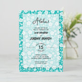 Aloha Hawaiian Floral Aqua Birthday Party Kaart (Staand voorkant)