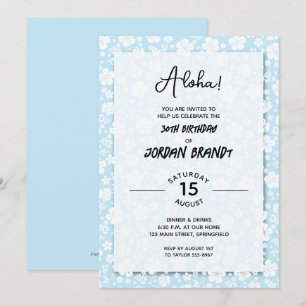 Aloha Hawaiian Floral Blue Birthday Party Kaart