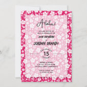 Aloha Hawaiian Floral Hot Pink Birthday Party Kaart (Voorkant)