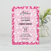 Aloha Hawaiian Floral Hot Pink Birthday Party Kaart (Staand voorkant)