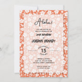 Aloha Hawaiian Floral Peach Birthday Party Kaart (Voorkant)