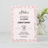Aloha Hawaiian Floral Pink Birthday Party Kaart (Staand voorkant)