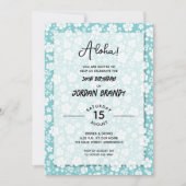 Aloha Hawaiian Floral Turquoise Birthday Party Kaart (Voorkant)