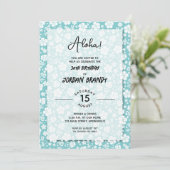 Aloha Hawaiian Floral Turquoise Birthday Party Kaart (Staand voorkant)