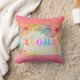 Aloha Hawaiian Floral Waterverf Kussen