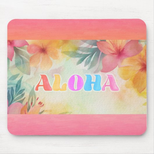 Aloha Hawaiian Floral Waterverf Muismat (Voorkant)