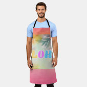 Aloha Hawaiian Floral Waterverf Schort (Gedragen)