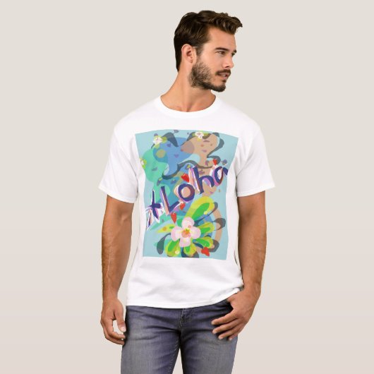 Aloha Hawaiian Flower and Hula Dancer Party T T-shirt (Voorkant volledig)