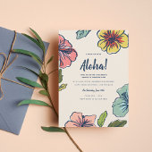 Aloha Hawaiian Flowers Afstuderen Invitation Kaart