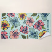 Aloha Hawaiian Flowers and Family Name Strandlaken (Voorkant)