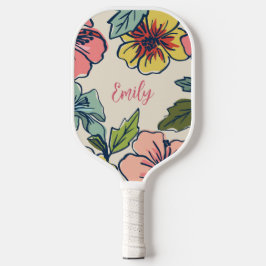 Aloha Hawaiian Flowers met persoonlijke naam Pickleball Paddle