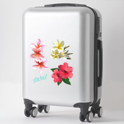 Aloha Hawaiian Flowers Plumeria Hibiscus  Sticker (Koffer)