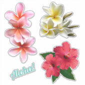 Aloha Hawaiian Flowers Plumeria Hibiscus Sticker (Voorkant)