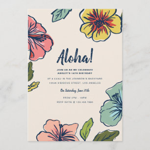 Aloha Hawaiian Flowers Summer Party Kaart
