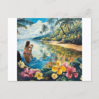 Aloha Hawaiian Girl Feestdagenkaart