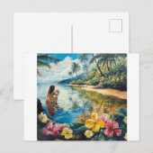 Aloha Hawaiian Girl Feestdagenkaart (Voorkant / Achterkant)