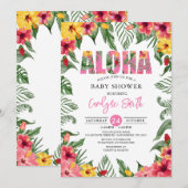 Aloha Hawaiian Girl Tropisch Baby shower Kaart (Voorkant / Achterkant)
