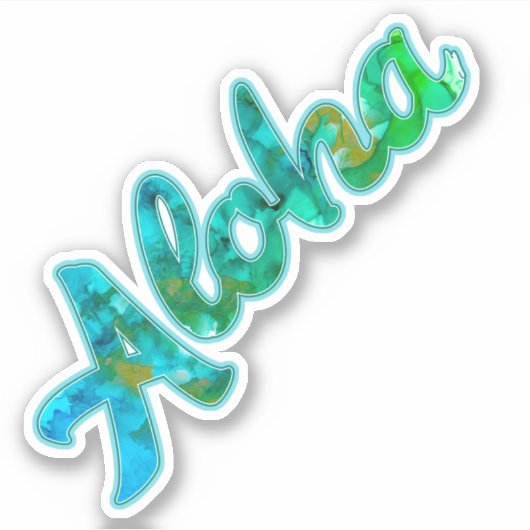 Aloha Hawaiian Greeting Alcohol Ink Art Sticker (Voorkant)