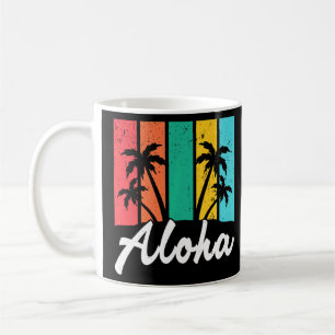 Aloha Hawaiian Hawaii Island Palm Beach Surfboard Koffiemok