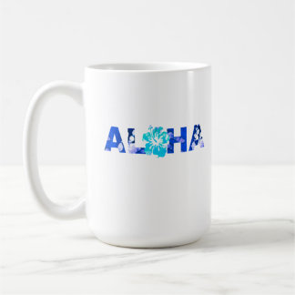 Aloha Hawaiian Hibiscus Batik Blues Live Pono Koffiemok