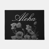 Aloha Hawaiian Hibiscus Flower Floral Black White Deurmat (Voorkant)